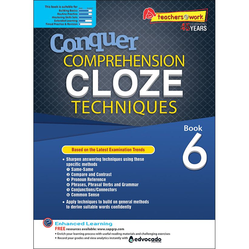 Conquer COMPREHENSION CLOZE TECHNIQUES Book 6