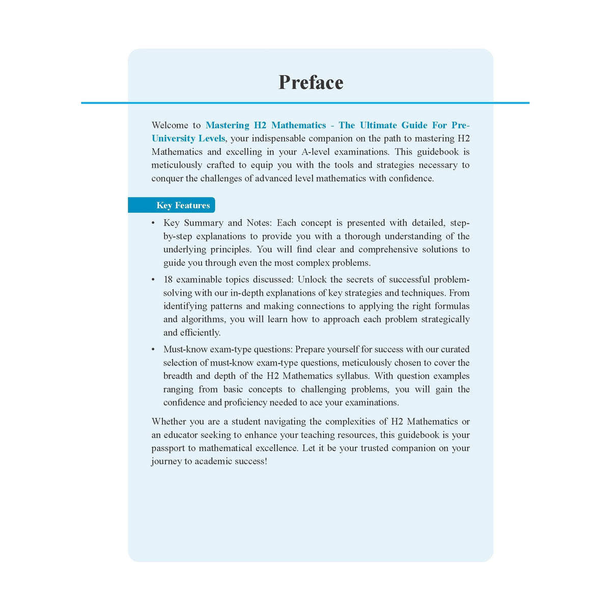 Mastering H2 MATHEMATICS PRE-UNIVERSITY
