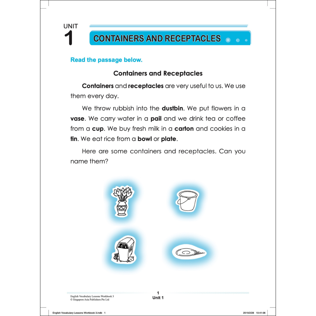 English Vocabulary Lessons Workbook 3