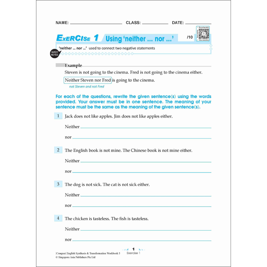 Conquer English Synthesis & Transformation Workbook 5
