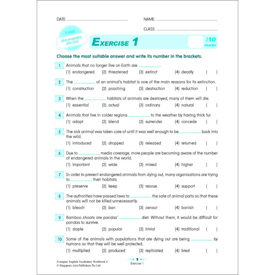 Conquer Vocabulary for Primary Levels Workbook 6