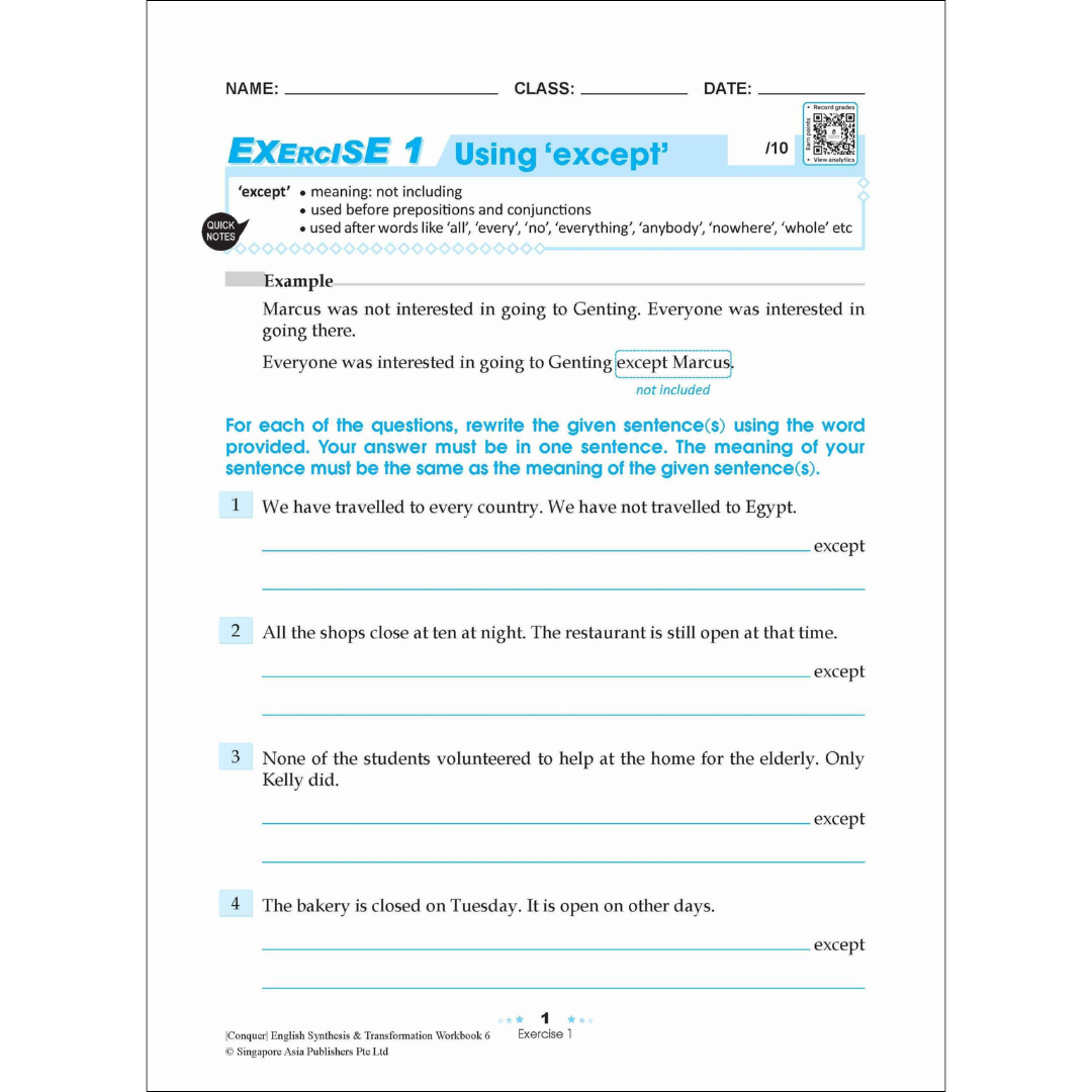 Conquer English Synthesis & Transformation Workbook 6