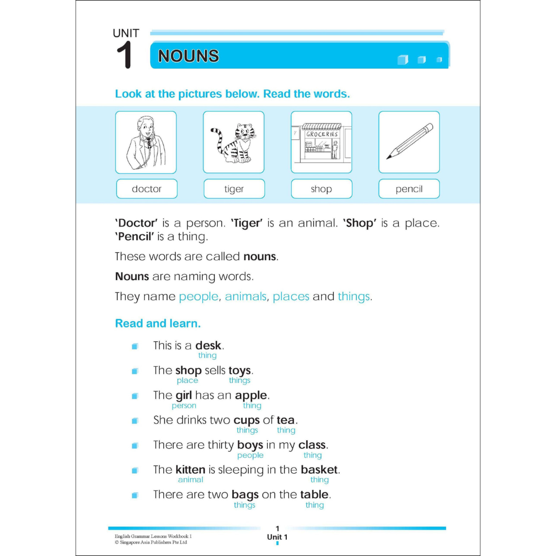 ENGLISH GRAMMAR LESSONS Workbook 1